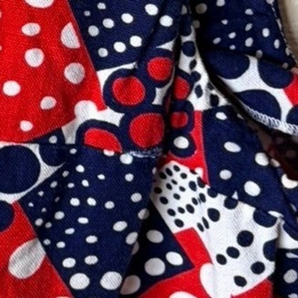 Vintage Fritzi of California 60s Mod Shift Dress Red White Blue Polka Dot Mini - Picture 3 of 8